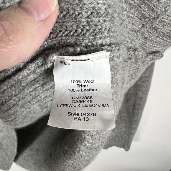 J Crew Sweater Womens Size Large Grey Wool Crew Neck Ribbed Leather Patch Elbow - Picture 6 of 10